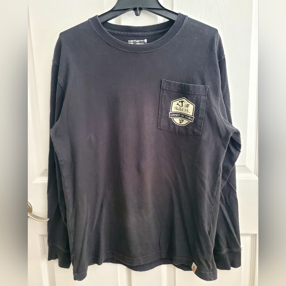 Carharrt Support the Tades Black Long Sleeve Skills Loose Fit Small T Shirt